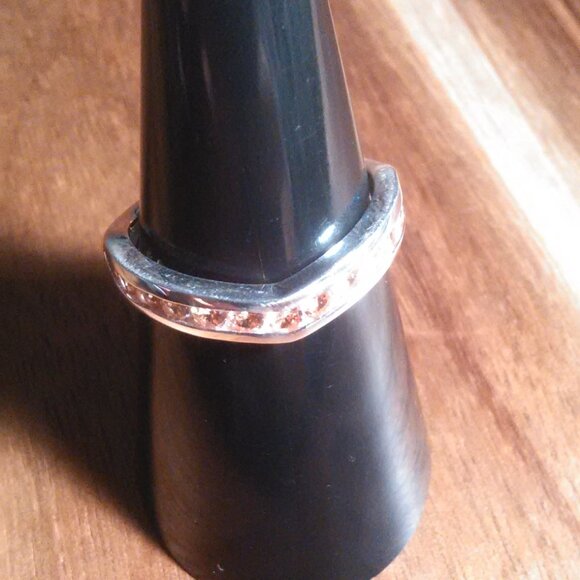 Simulated Champagne Color Diamond Sterling Silver Wishbone Ring (Size 7) - Picture 15 of 16